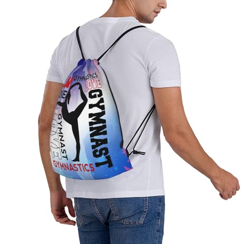 Gymnastics Drawstring Backpack Light Gym String Bag Pink Water Resistant Sackpack Sport Yoga Daypack For Womens Mens - color: Gymnastics10