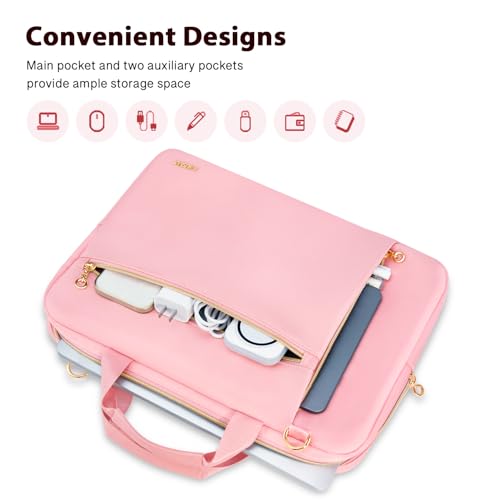 14 Inch Laptop Bag Case for Women Men Compatible with HP Chromebook OmniBook Envy/14 MacBook Pro M5/Dell Pro Inspiron XPS/Lenovo Yoga, Messenger Carrying Briefcase Computer Bag Case, Pink - color: Pink, size: 14 inch