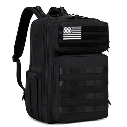 LORADI Large Dad Diaper Bag Backpack, Tactical Style, Black | Stroller Clips, Luggage Sleeve for Travel, Insulated Pockets - color: Black