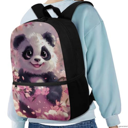 ZDCUSTOM Panda Backpack Set with Lunch Bags for Kids, School Backpack for Girls 1st 2nd 3rd Grade, Elementary Bookbag with Pencil Pouch, Cup Sleeve, Keychain, Pink School Bag for Girls - color: Panda