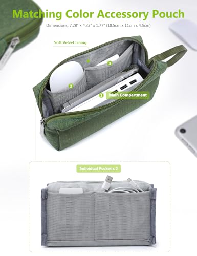 HYZUO 13 Inch Laptop Sleeve Bag Set for MacBook Air 13 M5/M4/M3/M2/M1 A3449 2026-2018, 13" MacBook Neo 2026 A3404, MacBook Pro 13 M2/M1 2026-2016, iPad Pro/Air 13, XPS 13, Surface Pro, Grass Green - color: Grass Green, size: 13 Inch