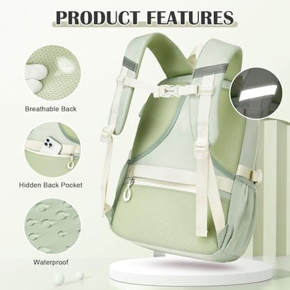 DIGOBAY Backpacks for Girls - 3PCS Girls Backpack with Lunch Box & Pencil Pouch School Backpacks for Elementary Middle High College School Bookbag for Teen Girl Kids Students Green - color: Green