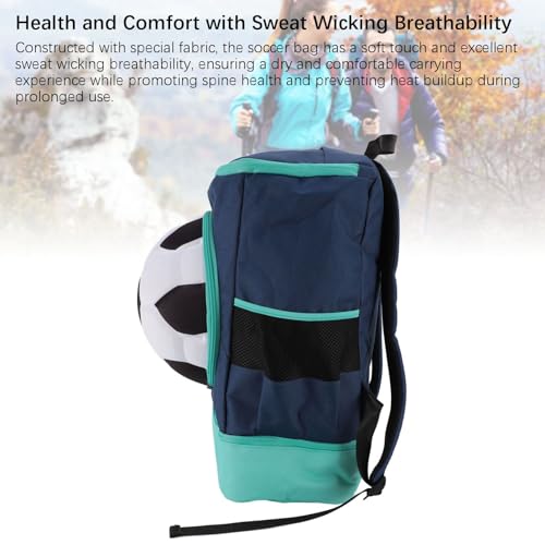 Soccer Backpack with Ball Compartment, Shoe Compartment, Football Bag with Shoe Compartment, Water Resistant, Men & Women, Basketball Bag, for - color: Green with Blue, size: Children Size (Fits Size 4 Ball)