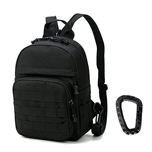 Mini Tactical Backpack, 6L Small Sling Backpacks Shoulder Bag For Running Travel Daypack with Carabiner For Men Women - color: Black