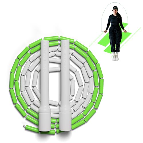 Beaded Jump Rope – Adjustable 10ft Skipping Rope for Women, Men & Kids, Beginner Friendly with Durable Weighted Beads, Shatterproof Handles, Tangle-Free for Cardio, Fitness, Freestyle & Home Workout - color: Neon Green