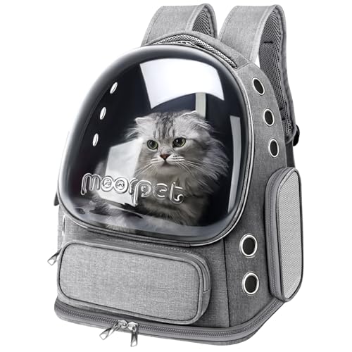 Cat Backpack Carrier, Breathable Cat Bubble Backpack Large Space Cat Carrier Backpack for Kitty Small Dog, Foldable Airline Approved Cats Backpack, Transparent Pet Travel Backpack Up to 20 lbs (Grey) - color: Grey