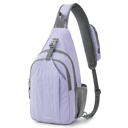 G4Free Sling Bag for Men and Women, RFID Blocking Crossbody Bag, Lightweight Sling Backpack for Travel, Hiking, Walking and Daily Use - color: Taro Purple