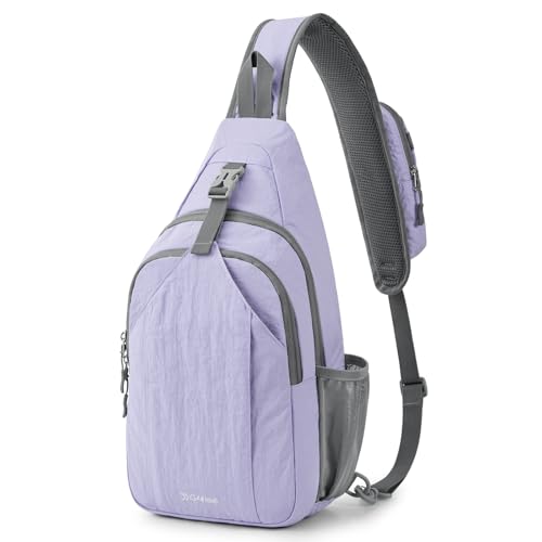 G4Free Sling Bag for Men and Women, RFID Blocking Crossbody Bag, Lightweight Sling Backpack for Travel, Hiking, Walking and Daily Use - color: Taro Purple