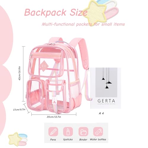 Clear Backpack for Girls Large Heavy Duty Transparent Bookbag for Middle School Kids Travel Daypacks - color: Purple Tie-dye