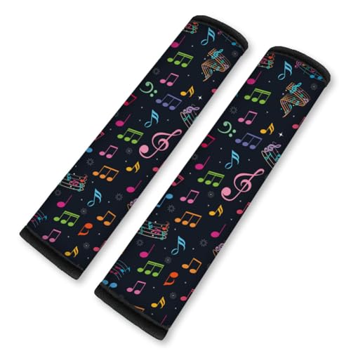 2Pcs Soft Auto Seat Belt Cover Pads, Music Note Car Seatbelt Shoulder Cushion for Comfortable Driving, Compatible with All Cars' Seatbelt and Backpack Straps 11x2.4inch - color: Music Note