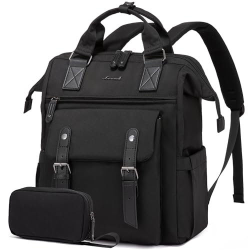 LOVEVOOK Laptop Backpack for Women, 15.6 Inch Work Business Backpacks Purse, Large Capacity Teacher Nurse Bag Work Travel Computer Backpacks, College Bookbag for School, Water Resistant Daypack, Black - color: Black-black, size: 15.6 Inch Standard