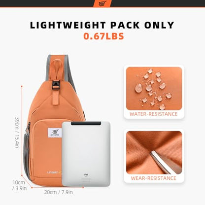 SKYSPER Sling Bag RFID Crossbody Sling Backpack Cross Body Shoulder Bag Travel Hiking Daypack for Women Men(Orange) - color: Orange