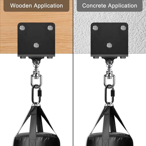 Dolibest Heavy Punching Bag Hanger, 360° Rotation I-Beam Mount for Boxing Muay Thai, Wood Beam Hook for Weight Strength Training Systems, Aerial Yoga & Hammock, Resistance Band (1000 LB Capacity) - color: Black beam hanger- 360°+ 180° rotation