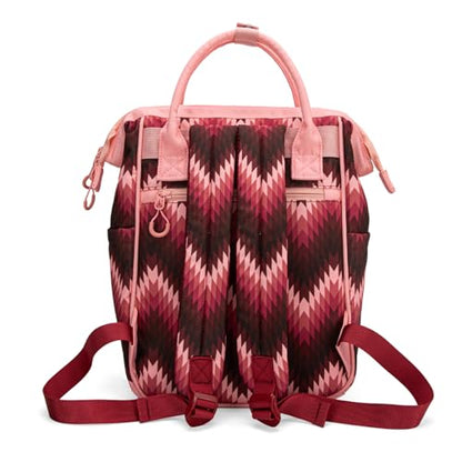 Montana West Wrangler Aztec Callie Diaper Bag Backpack with Stroller Straps Multifunction Baby Travel Bag WG2211-9110DPK - color: Classic Dark Pink