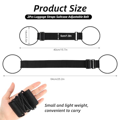 2 Pack Luggage Straps Bag Bungee,Adjustable Elastic Travel Belts for Add a Bag,Suitcase Strap for Attaching Extra Bags,Purse,Backpack,Handbag,Luggage Accessories (Black) - color: Black StyleA