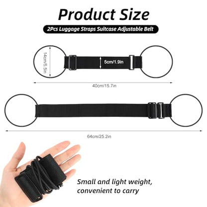 2 Pack Luggage Straps Bag Bungee,Adjustable Elastic Travel Belts for Add a Bag,Suitcase Strap for Attaching Extra Bags,Purse,Backpack,Handbag,Luggage Accessories (Black) - color: Black StyleA