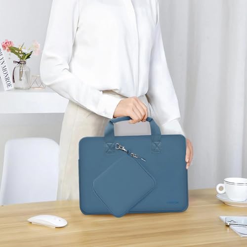 Hseok Laptop Sleeve 14 inch Case with Small Case, Compatible with MacBook Neo 14, MacBook Pro 14 M5/M4/M3/M2/M1, XPS 14 and Most 14 inch Notebooks, Neoprene Computer Handbag,Haze blue - color: Haze Blue, size: 14"