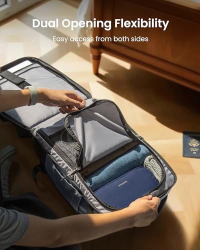tomtoc Travel Backpack 28L, TSA Friendly Flight Approved Carry-on Luggage, Personal Item Travel Bag, Water-resistant Lightweight Business Rucksack, Durable Bag Fits 16 Inch Laptop - color: Silver Gray-ripstop, size: 28L