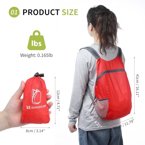 20L Ultra Hiking-Daypack Lightweight Foldable Travel Packable Backpack for Camping Cycling Outdoor,red - color: Red