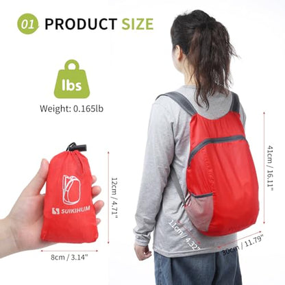20L Ultra Hiking-Daypack Lightweight Foldable Travel Packable Backpack for Camping Cycling Outdoor,red - color: Red