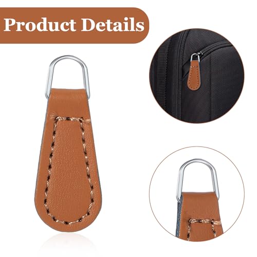 Ymapinc Detachable Pu-Leather Zipper Pull Replacement，8 PCS Universal Zippers Repair Pulls for Purses Black Leather for Luggage Backpacks Suitcases Jackets Purses Slider & Stopper Accessories