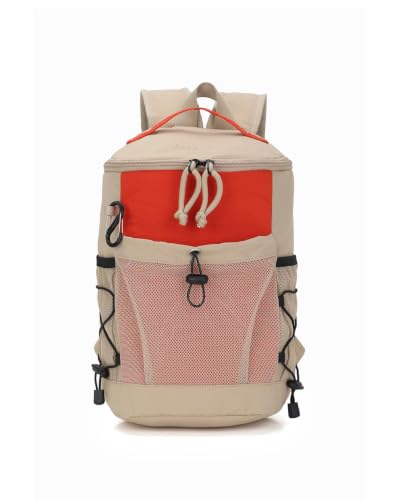 BESMART Small Hiking Backpack for Women, Mini Travel Daypack with S Hook - color: Khaki/Orange