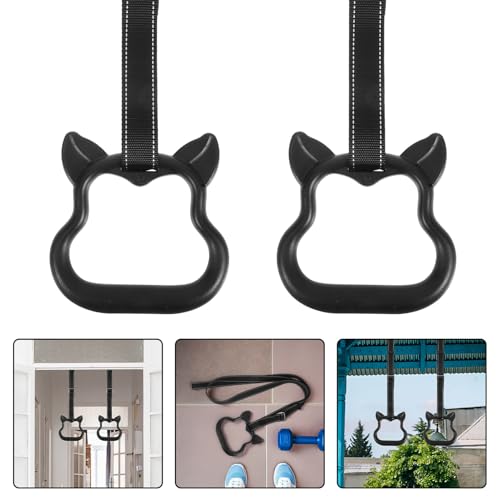 ibasenice Gymnastics Pull up Rings Set with Adjustable Straps, Black Plastic Fitness Workout Rings for Indoor and Outdoor Strength Training and Muscle Development