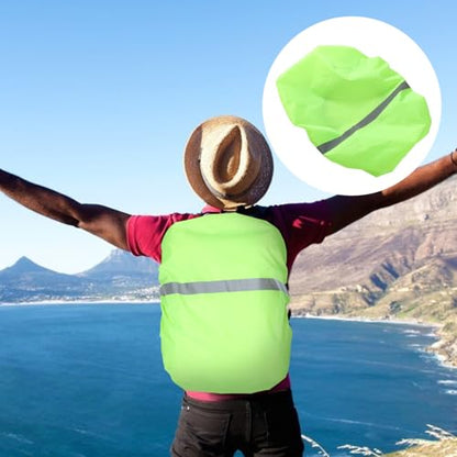 Alipis High Visibility Backpack Rain Covers with Reflective Strip Waterproof Backpack Covers Storage Pouch Anti-Slip Buckle - color: Light Green