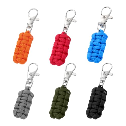 YELARXI Paracord Zipper Pull Polyester Zipper Pulls Replacement Woven Rope with Metal Clasp, 80 mm Length Fit for Backpacks Clothing Luggage Accessories - Cylinder (6 Pack, 6 Color) - color: 6 Color