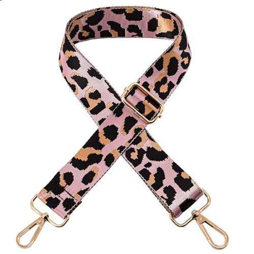 Replacement Purse Strap Shoulder Strap Adjustable Crossbody Strap for Women Crossbody Wide Shoulder Bag - color: Gold Hardware+bw-pink
