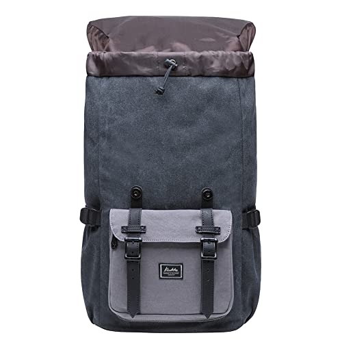KAUKKO Laptop Outdoor Backpack Traveling Daypack Hiking Rucksack Large Capacity Bag Fits 15.6" (E5-1BG) - color: E5-1canvas Blackgrey