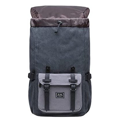KAUKKO Laptop Outdoor Backpack Traveling Daypack Hiking Rucksack Large Capacity Bag Fits 15.6" (E5-1BG) - color: E5-1canvas Blackgrey