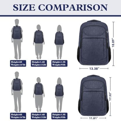 Extra Large Laptop Backpack, 17.3 Inch Travel Backpack, Big Sturdy TSA-Friendly Computer Bag, Gifts for Men & Women, Blue - color: Blue, size: 17.3 Inch(40L)