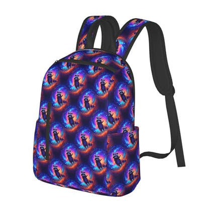 Anti Scratch Polyester Backpack Galaxy Raccoon Print, Smooth Surface Multipurpose Travel Pack for All Weather Daily Use Unisex - color: Picture (224)