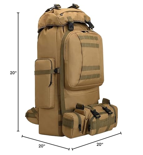 100L Camping Hiking Backpack,Molle military Tactical rucksack backpack,Waterproof Lightweight Hiking Backpack - color: Khaki