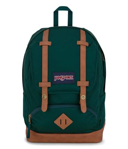 JanSport Cortlandt Laptop Backpack, Deep Juniper, 15” Laptop Sleeve-Synthetic Leather Shoulder Computer Bag with Large Compartment, Padded Straps- Rucksack for Men, Women - color: Deep Juniper
