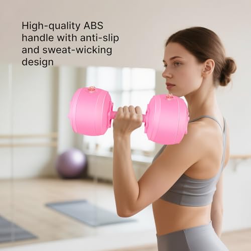 Travel Weights Water Filled Dumbbell Set of 2,6LB Hand Weights for Women at Home Gym Exercise Training - color: Solid Pink