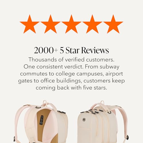 SWISSGEAR Cecil 18-Inch Laptop Backpack Fits 16-Inch Laptop, Travel Daypack with Organizer Pockets, Water Bottle Holders & Padded Straps – Cream/Warm Sand - color: Cream/Warm Sand