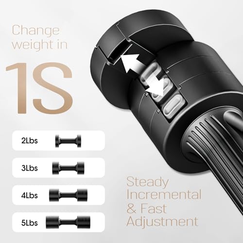 EAST MOUNT Adjustable Dumbbells 5 lb Dumbbells Set of 2 / Pair 10 lb Total Free Weights 6 in 1 Women Hand Weights for Home,Office,Gym Exercise Training 2lb 3lb 4lb 5lb Fast Adjust - color: Black