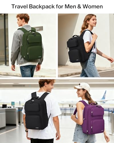 MILADA Expandable Travel Backpack 28L to 39L, TSA-Approved Carry On Backpack with 17 Inch Laptop Compartment, School Business Work Backpack for Men & Women, Black - color: Black
