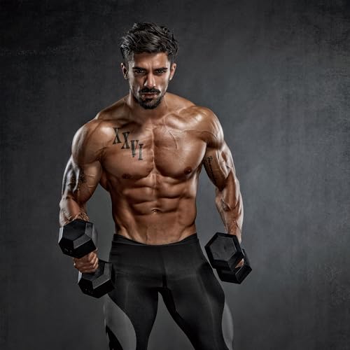 HolaHatha 2-Pack Hexagonal Rubber Dumbbell Weights Set, Home Gym Equipment, 40 Lbs, Black - Portable Weighted Exercise Dumbbells for Fitness, Training, and Lifting Workouts