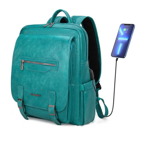 Montana West Laptop Backpack 15.6 Inch Work Backpack Purse for Women Travel Casual Daypack Bookbags with USB Port - color: 15.6-in Turquoise