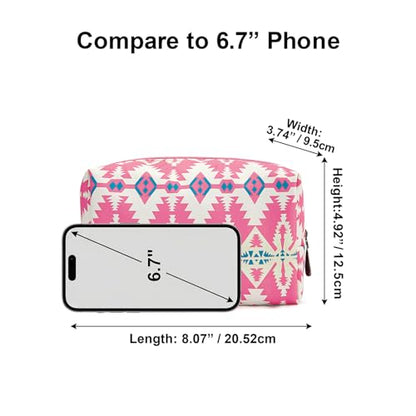 Montana West X Wrangler Travel Makeup Bag Waterproof Cosmetic Bag Portable Makeup Pouch for Women Large Toiletry Bag - color: Pink