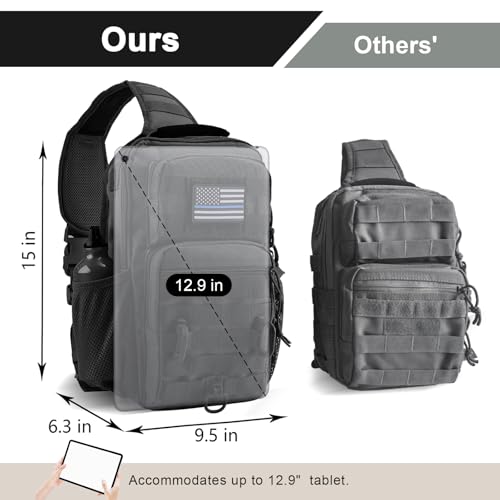 Rover Sling Pack Tactical Shoulder Sling Bag Backpack with Bottle Holder Crossbody Chest Bag, Black - color: Black