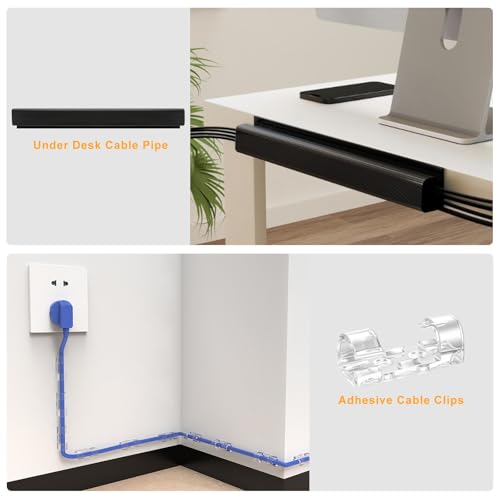 494 PCS Cable Management Kit - 4 Cable Sleeve Split, 2 Cable Organizer, 130 Adhesive Cable Clip, 6 Cable Holder, 2 Roll Cable Organizer Strap, 300 Cable Tie with 50 Mount, for Computer TV Under Desk