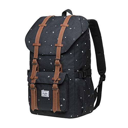 KAUKKO Laptop Outdoor Backpack Traveling Daypack Hiking Rucksack Large Capacity Bag Fits 15.6"(5-13-BLACK) - color: P13-black
