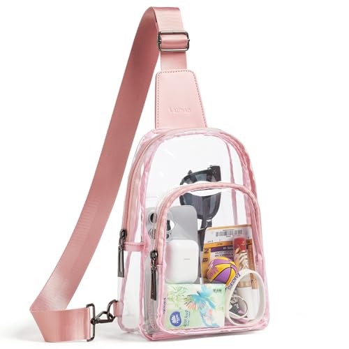 LATMAP Clear Bag for Stadium Events, Clear Purse for Women Stadium Crossbody Bag, Transparent Bag for Concerts Sports - color: Regular Size-Light Pink