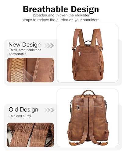 FADEON Leather Laptop Backpack for Women Designer 15.6 inch PU Laptop Bag, Ladies Travel Computer Work Backpack Green - color: Dark Green Suede Style