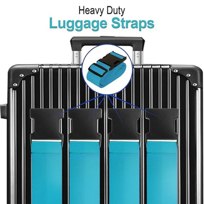 Luggage Straps for Suitcases TSA Approved Travel Belt 4 Pack by Chelmon (Sky Blue) - color: Sky Blue
