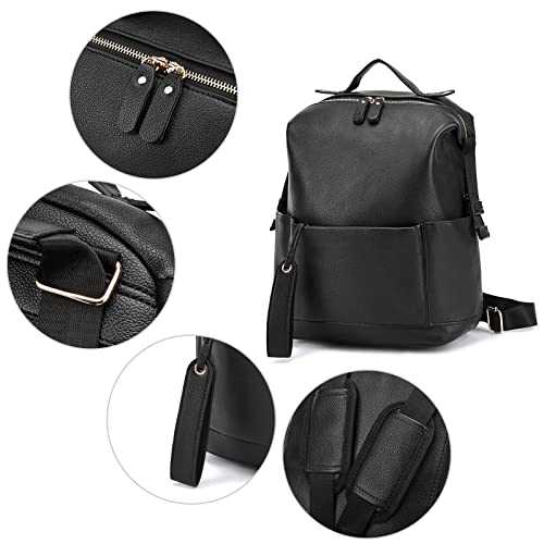 Diaper Bag Backpack Leather Backpack for Women Travel Dad Mother Outdoor Backpack with Changing Pad Stroller Straps(2 pieces) Khaki - color: Khaki